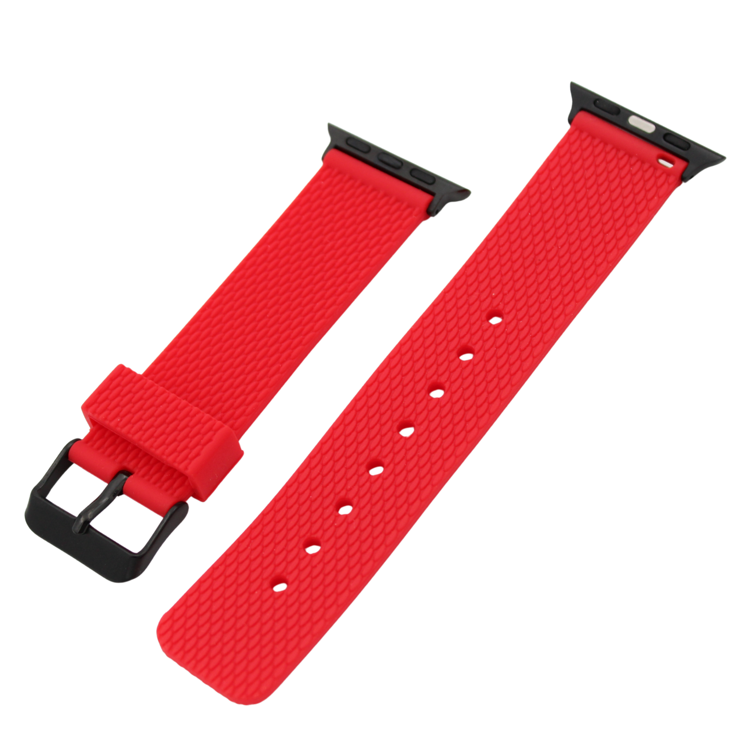 Apple Watch Rubber Strap - Red with Black Buckle