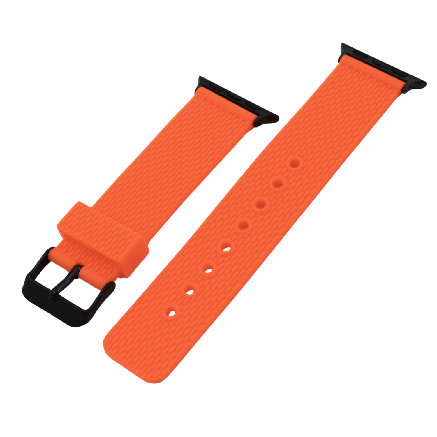 Apple Watch Rubber Strap - Orange with Black Buckle
