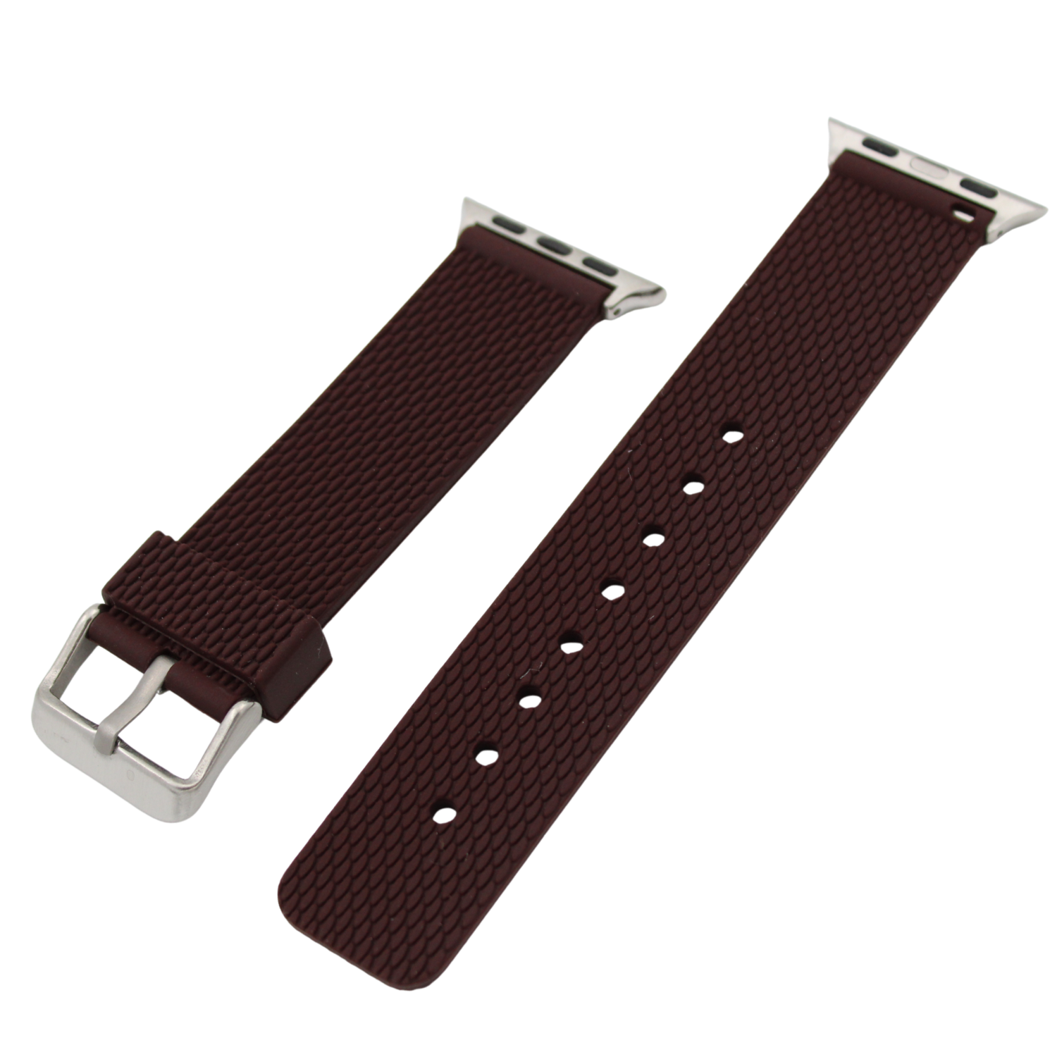 Apple Watch Rubber Strap - Brown with Silver Buckle