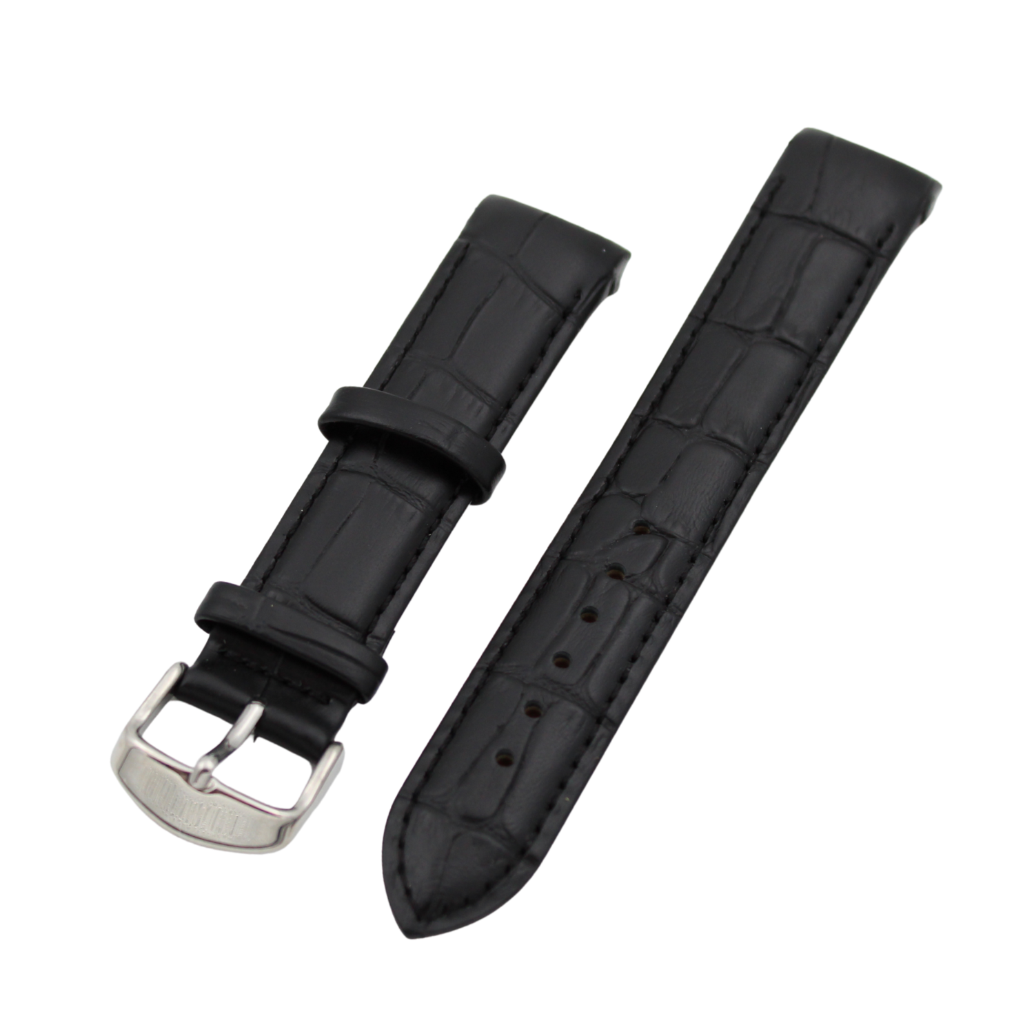 Verona Croco - Curved Black leather strap with alligator print