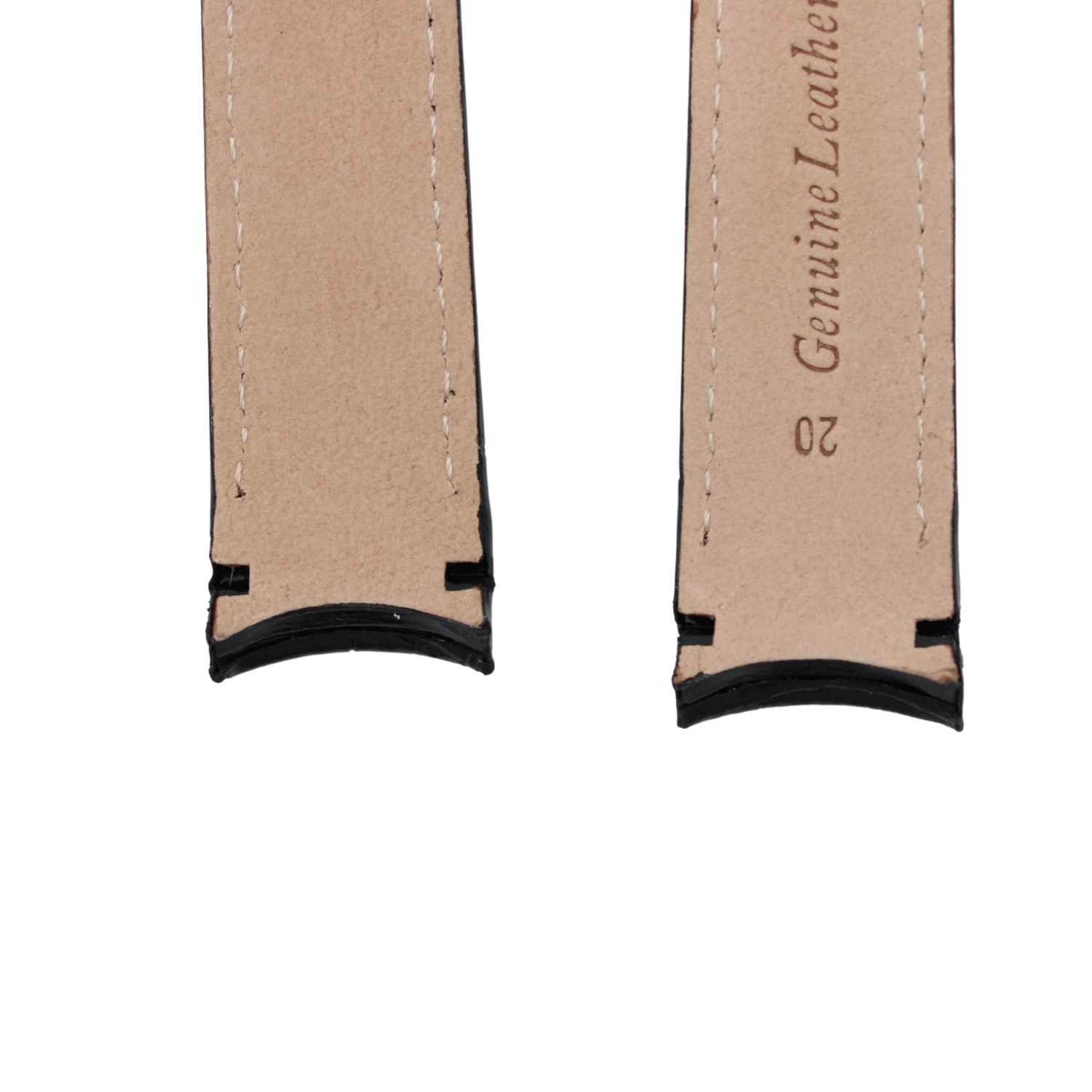 Verona Croco - Curved Black leather strap with alligator print