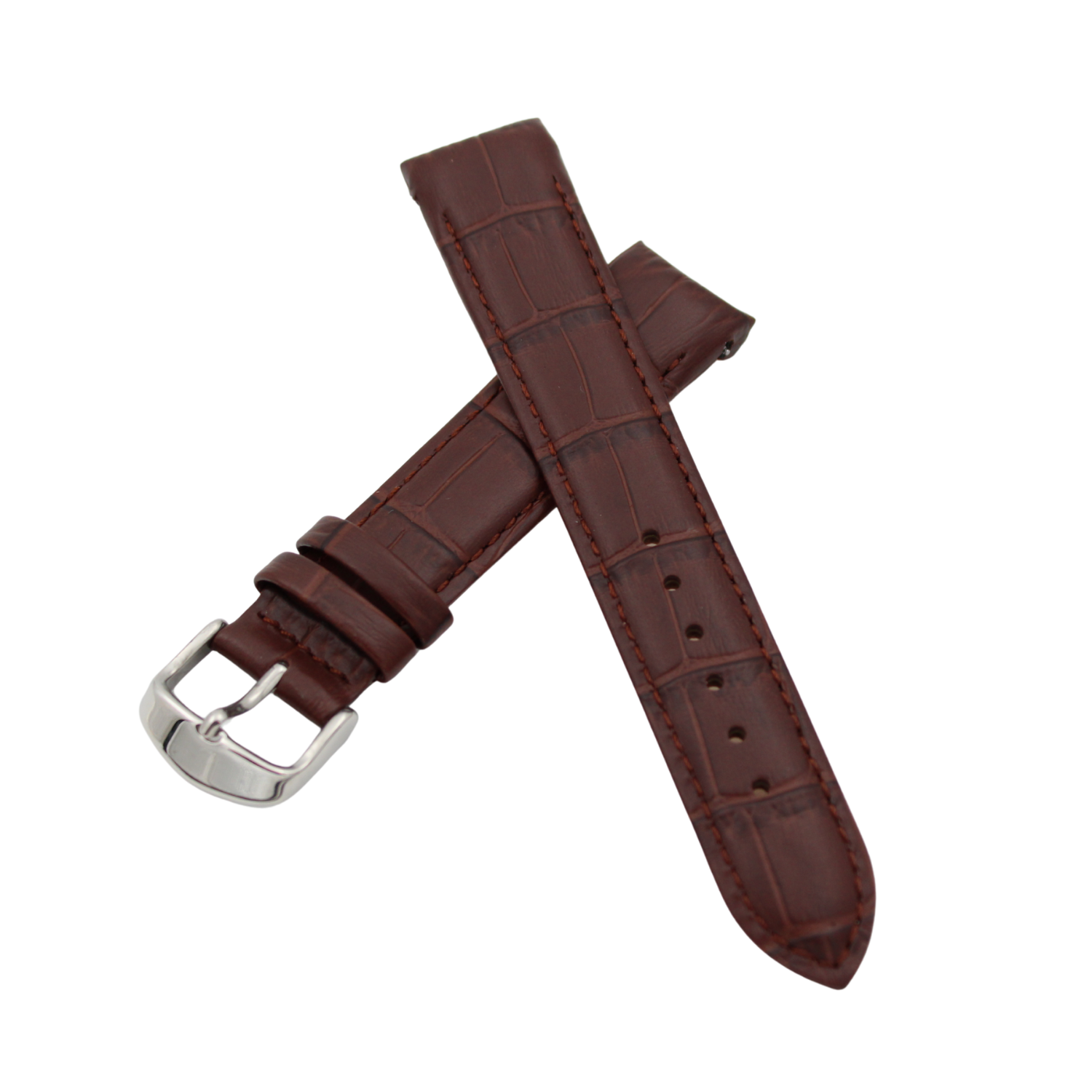 Verona Croco - Curved Brown leather strap with alligator print