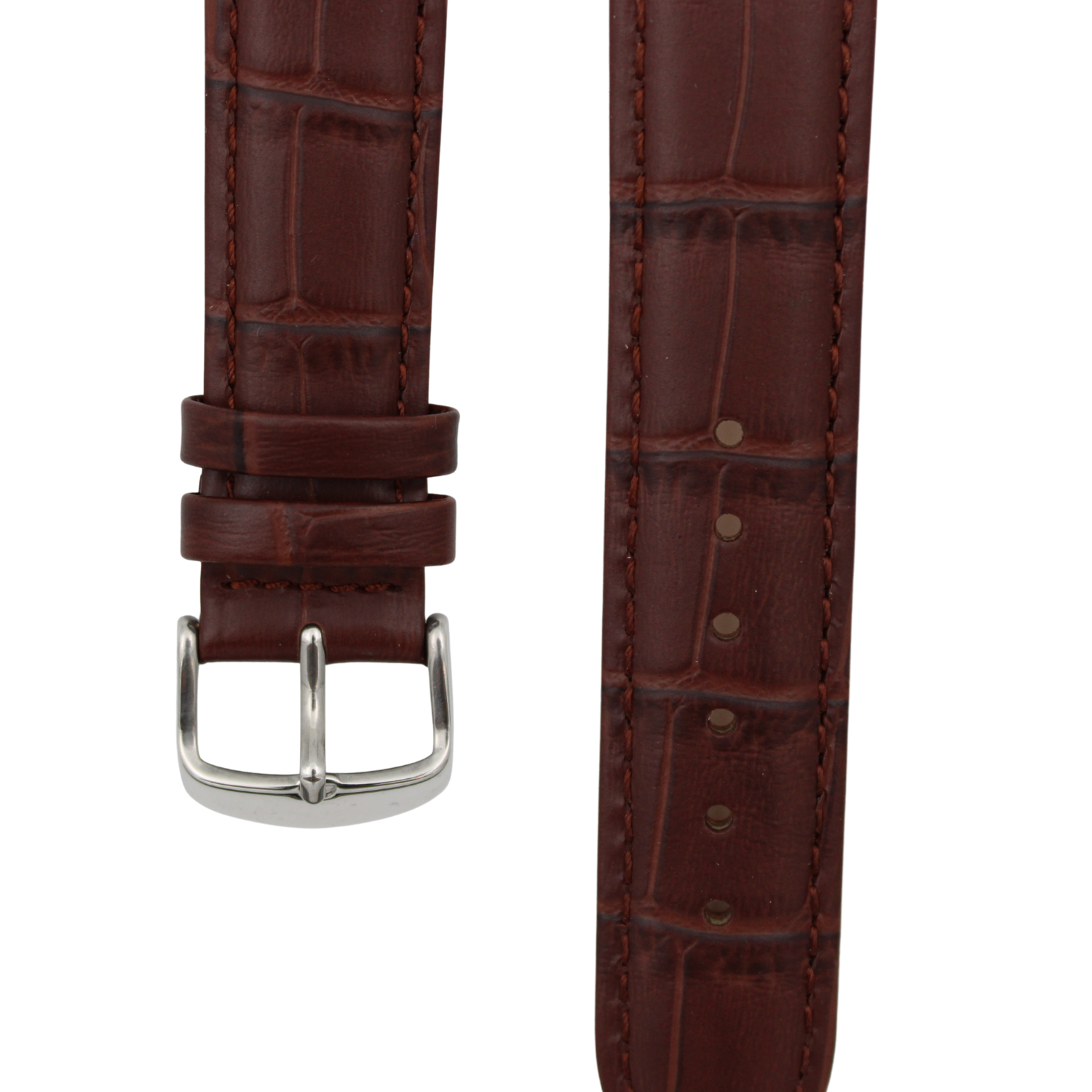 Verona Croco - Curved Brown leather strap with alligator print