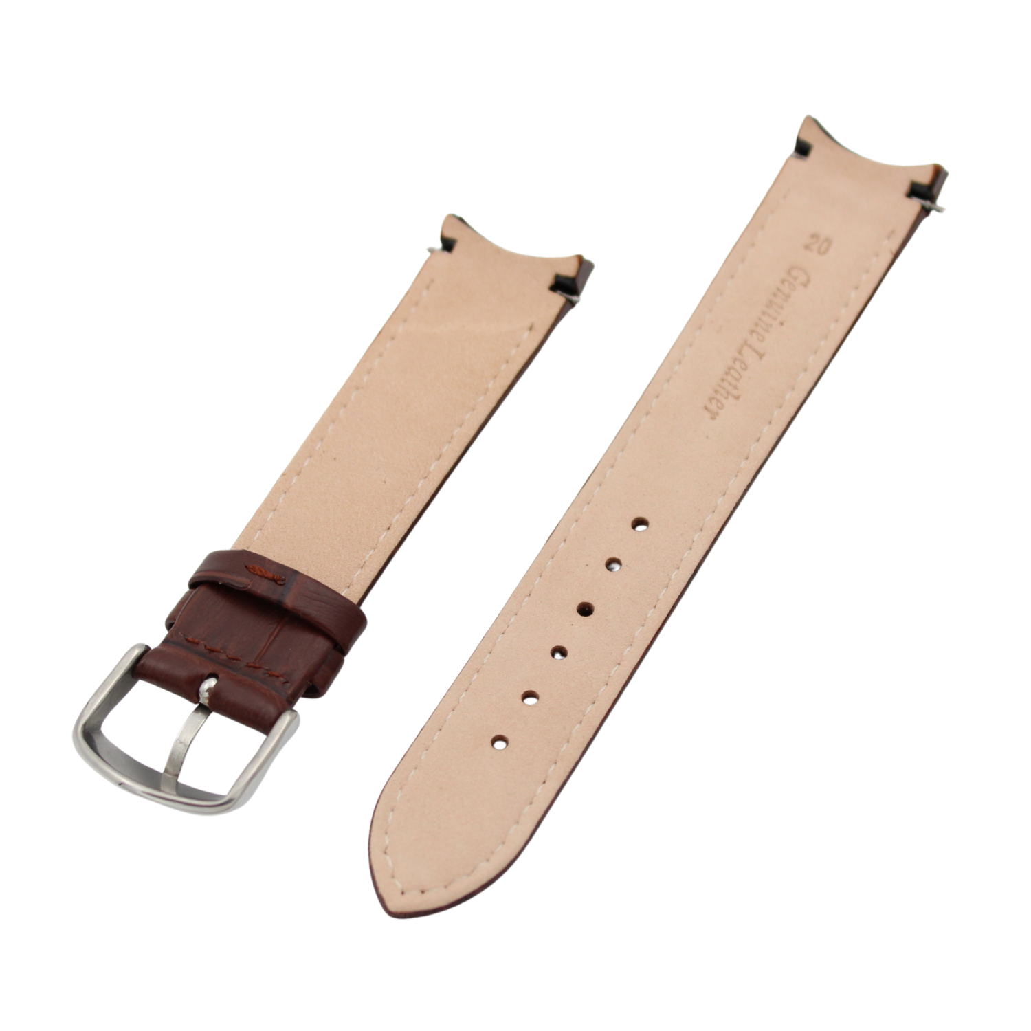 Verona Croco - Curved Brown leather strap with alligator print