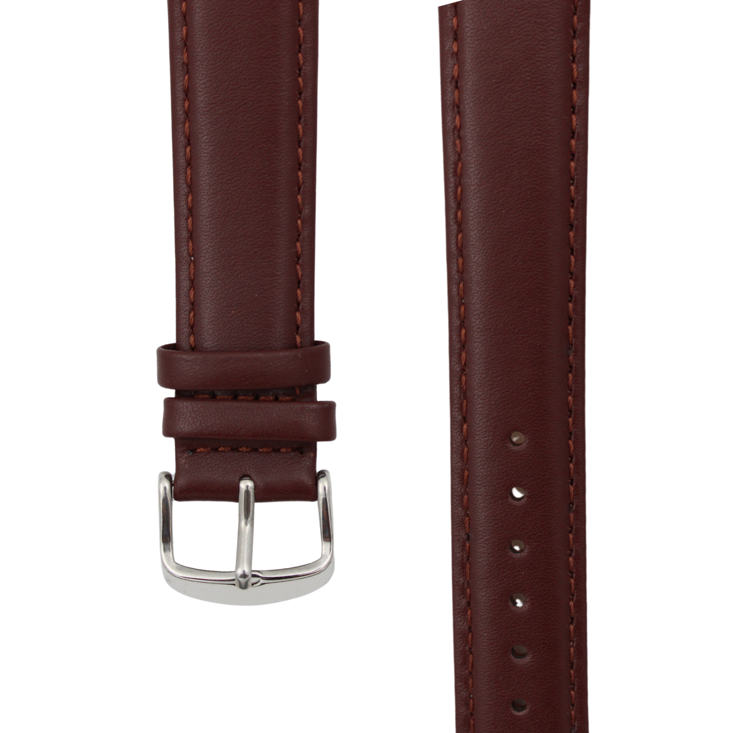 Brunello Curved - Brown leather strap with matching stitching