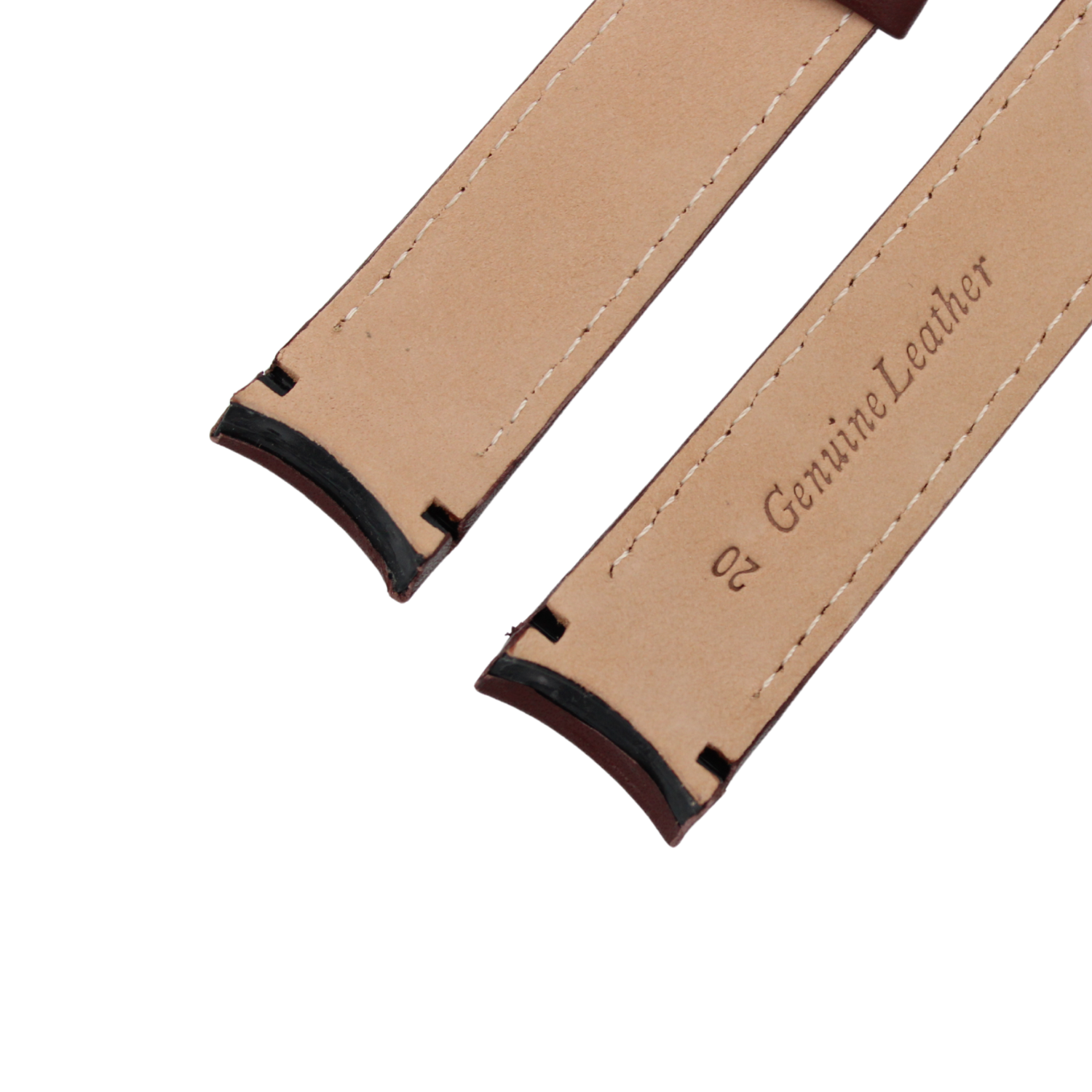 Brunello Curved - Brown leather strap with matching stitching
