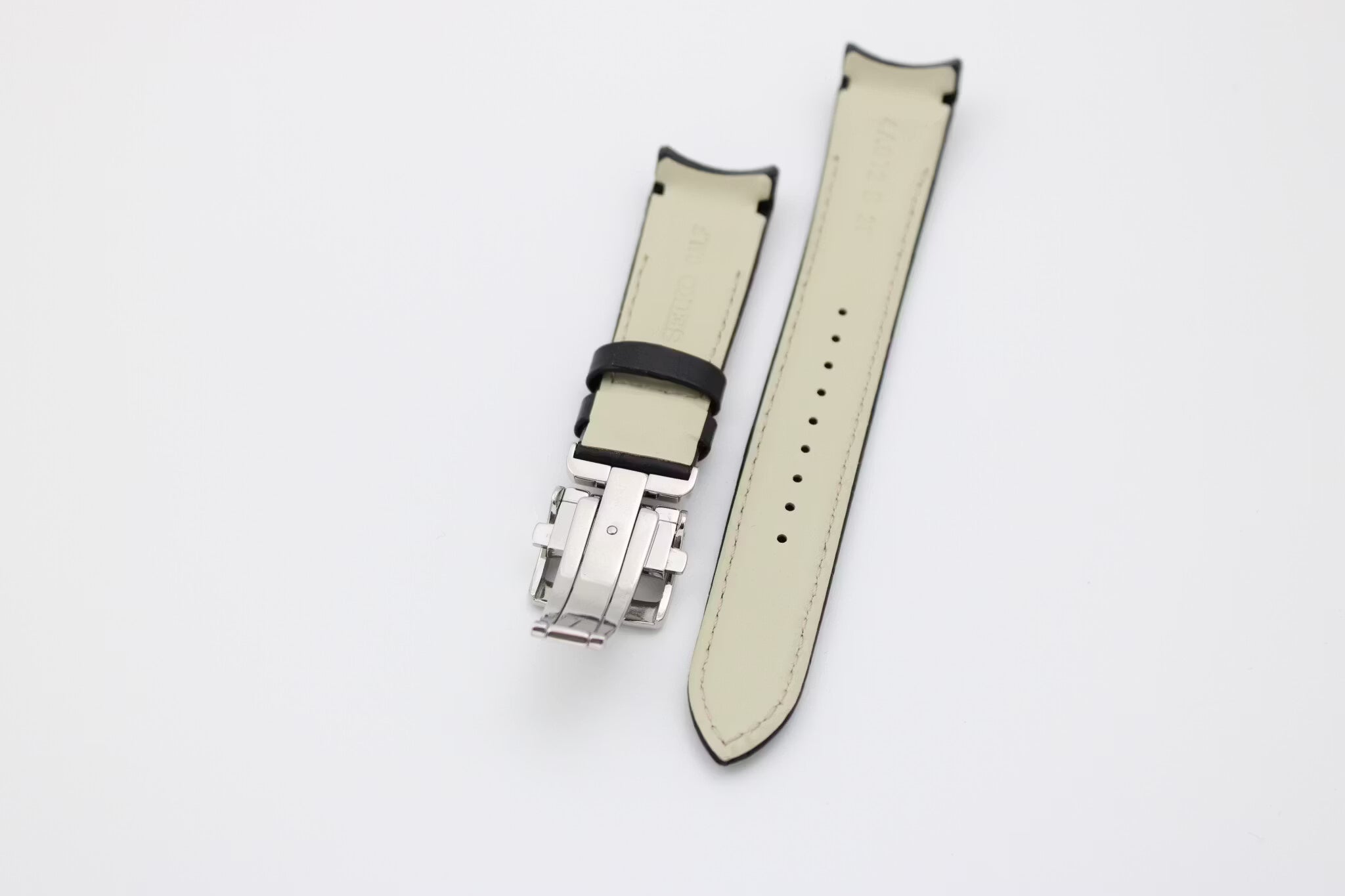 Seiko 21mm curved with Crocodile pattern, Black