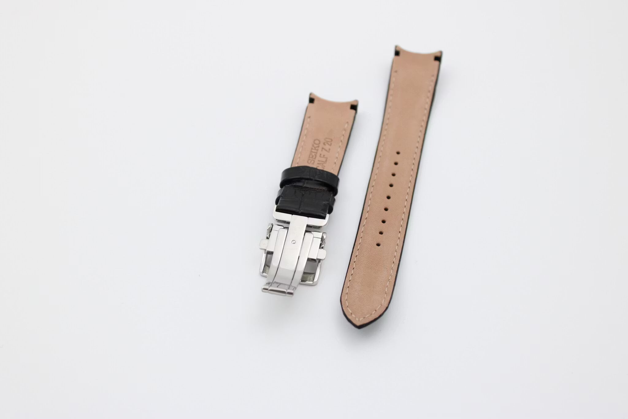 Seiko - 20mm curved Alligator Pattern Leather Strap, Black (4KK6JZ)