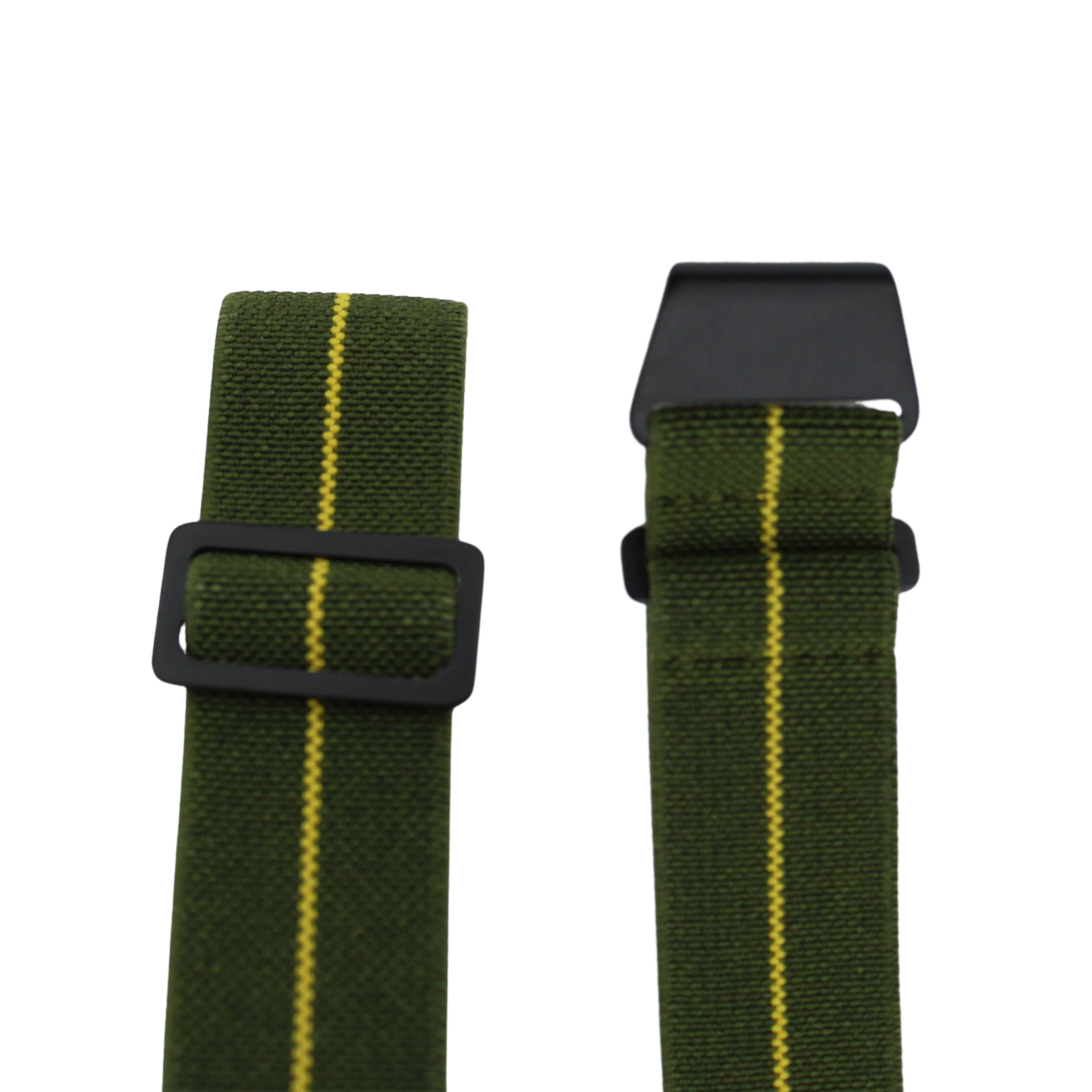 Grønn med gul stripe parachute reim - Svart spenne