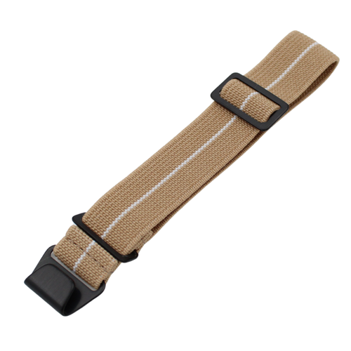 Khaki med hvit stripe parachute reim - Svart spenne