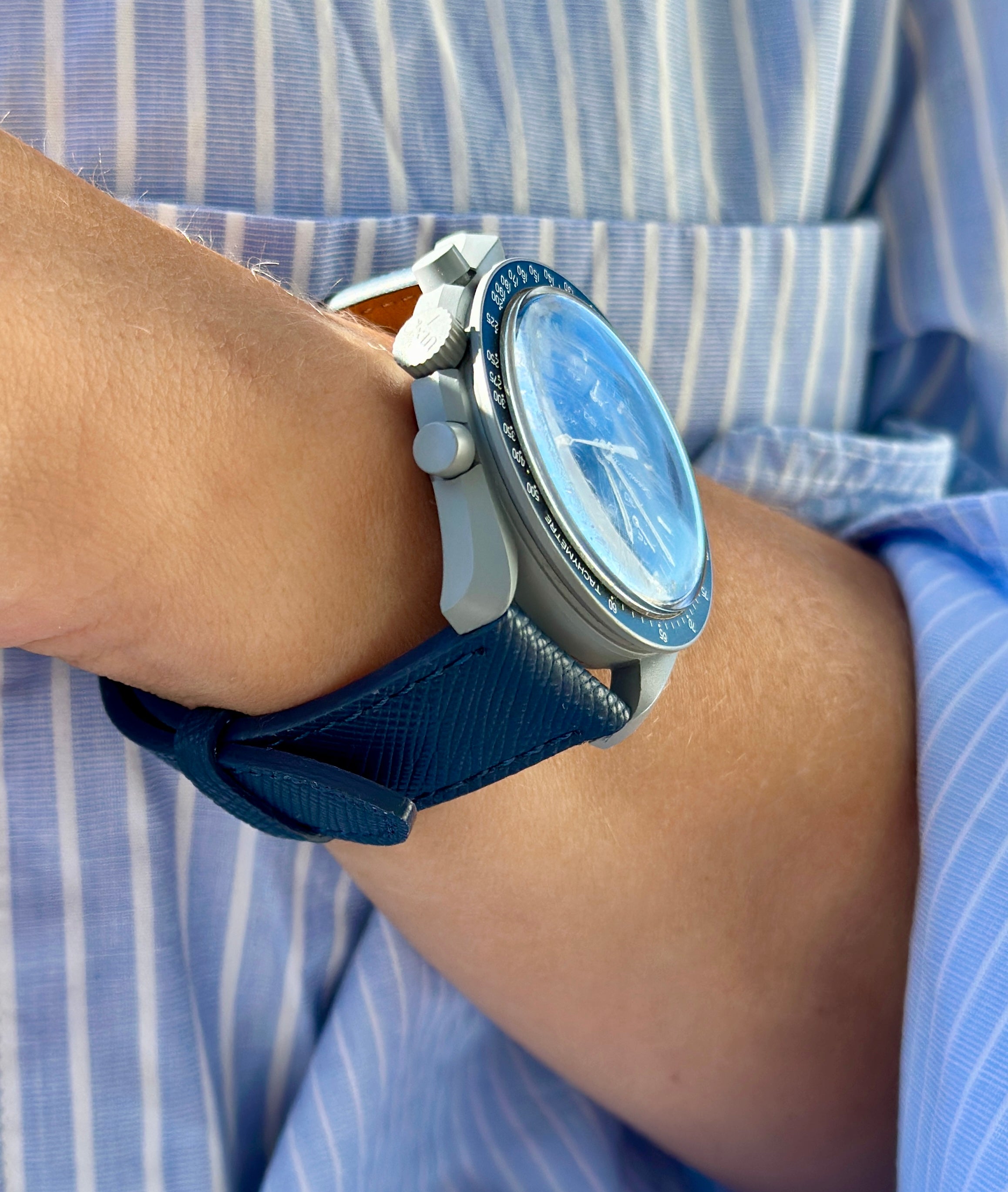 Saffiano Leather Strap Dark blue