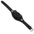 Bund-Lederarmband – Militärschwarz mit Abdeckung 18 mm
