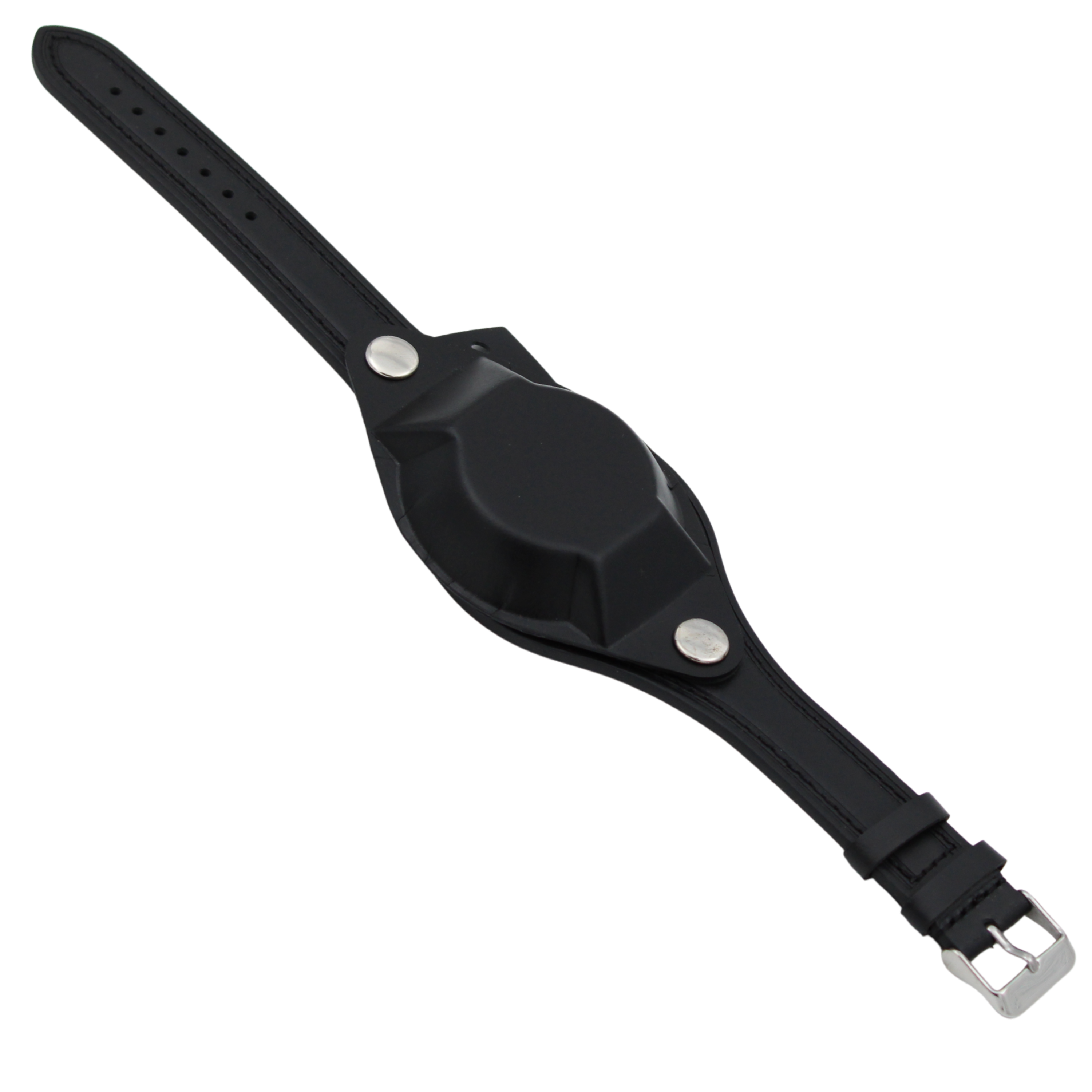 Bund skinnreim – Militær sort med deksel 18 mm