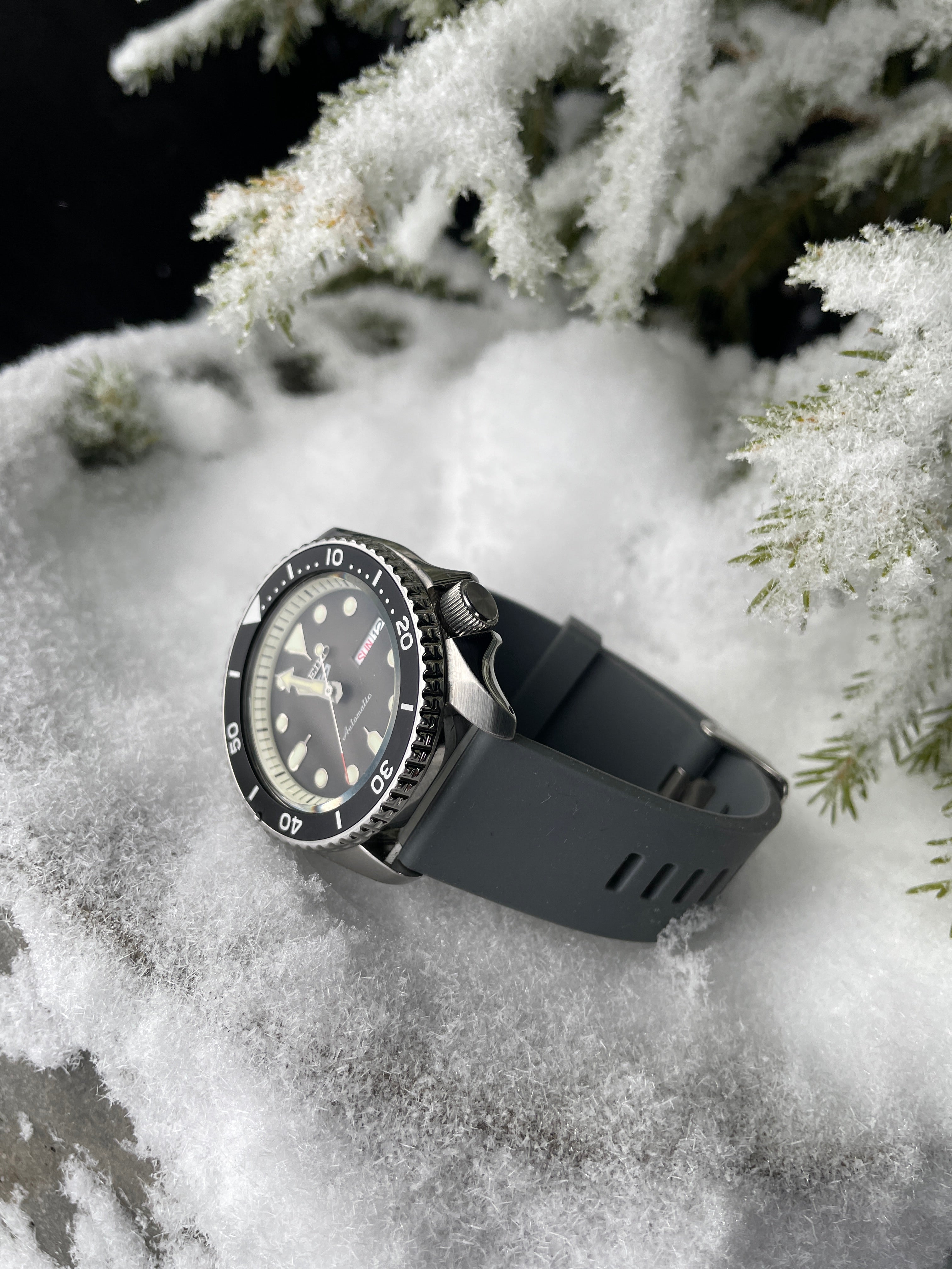 Watch strap Rubber Grey 2-piece