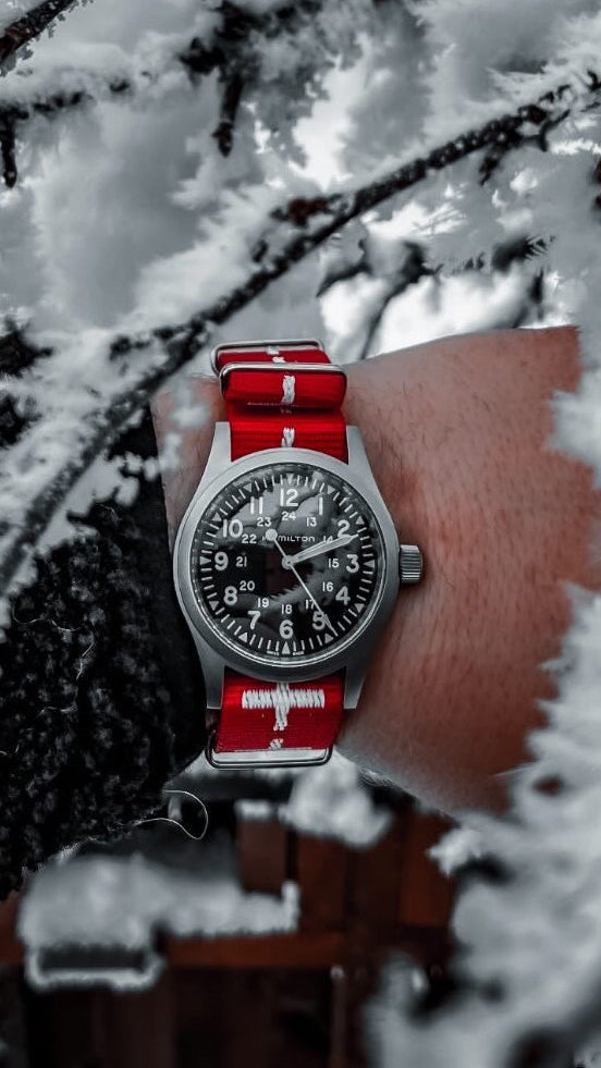 NATO-Armband 20 mm, rot/weiße Kreuze (Schweiz)