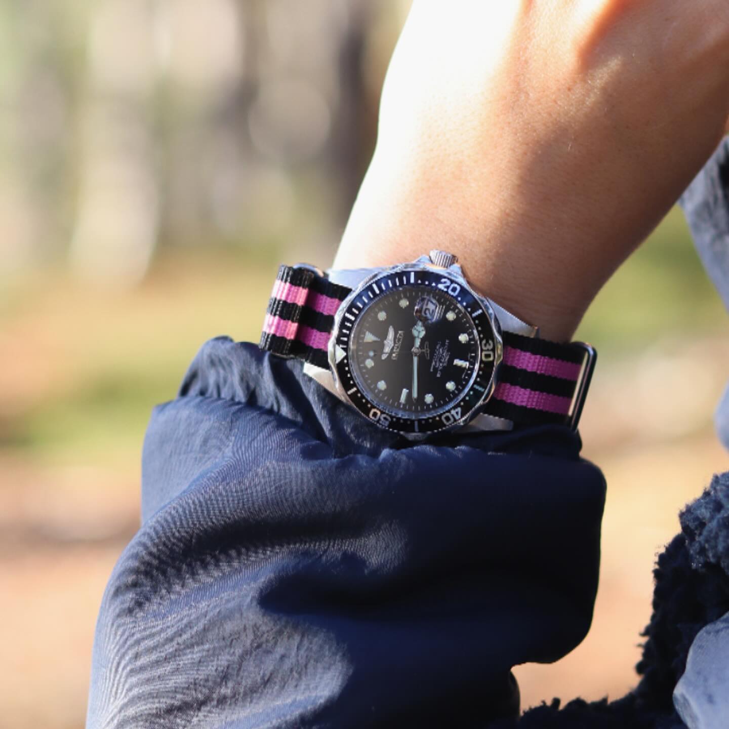 NATO Strap 18MM Black/pink