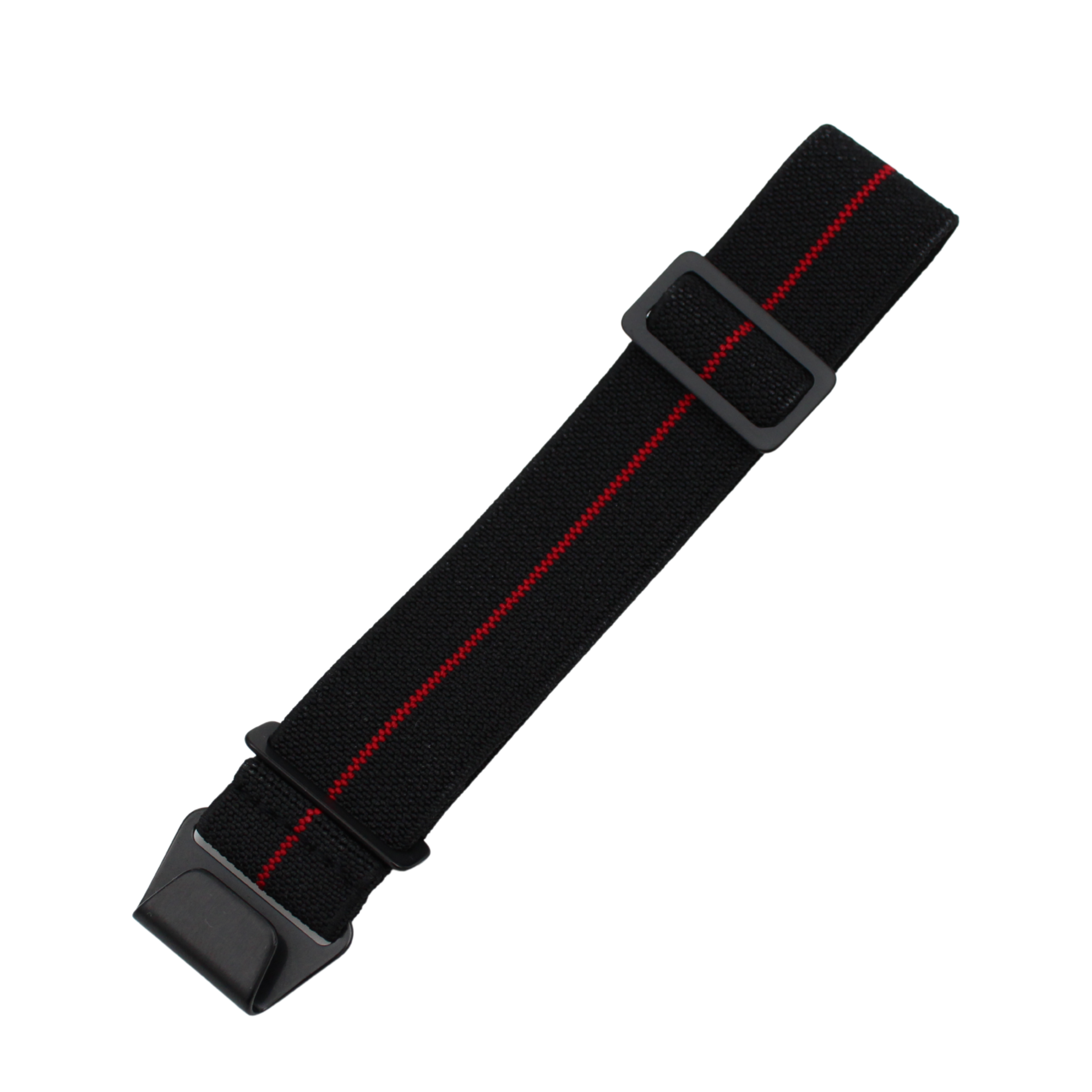 Schwarzer Fallschirmgurt mit rotem Streifen – schwarze Schnalle